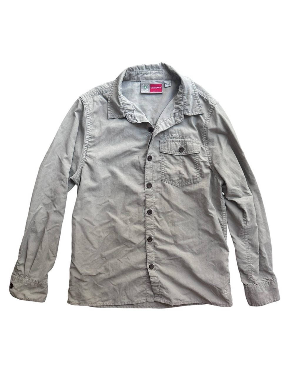 Craghoppers Youth Long-Sleeve Button-Up Outdoor Shirt Beige Size 9-10 Years